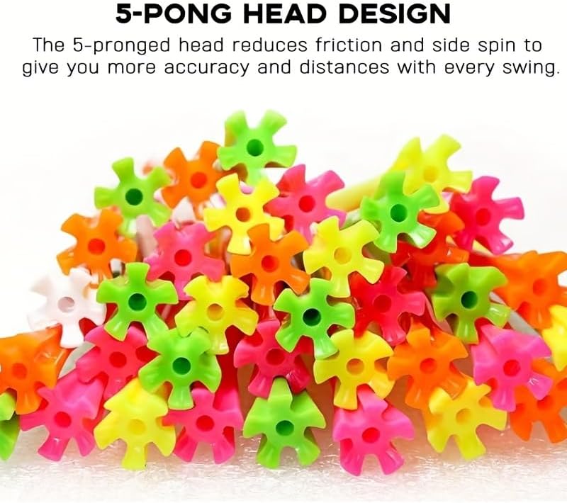 120 Pack Plastic Golf Tees,Contain 100 pcs 3-1/4 Inch Unbreakable Long Tees and 20 Short Tees,Mixed Color,Frictional Resistance Reduction - Image 4