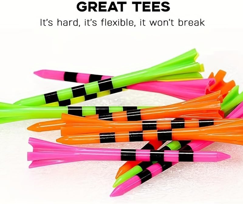 120 Pack Plastic Golf Tees,Contain 100 pcs 3-1/4 Inch Unbreakable Long Tees and 20 Short Tees,Mixed Color,Frictional Resistance Reduction - Image 5