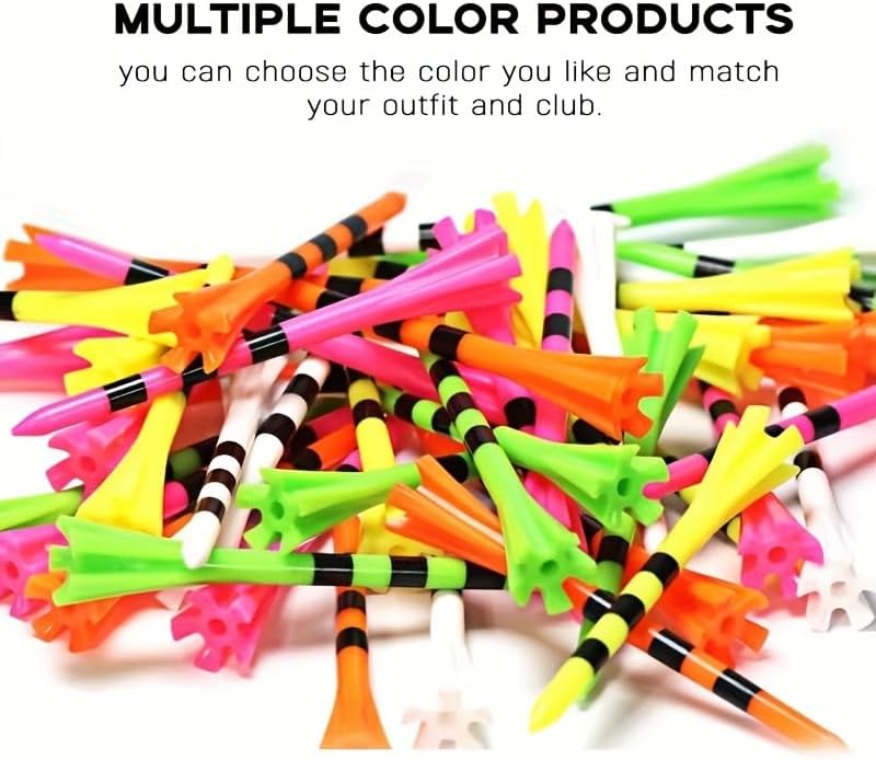 120 Pack Plastic Golf Tees,Contain 100 pcs 3-1/4 Inch Unbreakable Long Tees and 20 Short Tees,Mixed Color,Frictional Resistance Reduction - Image 6