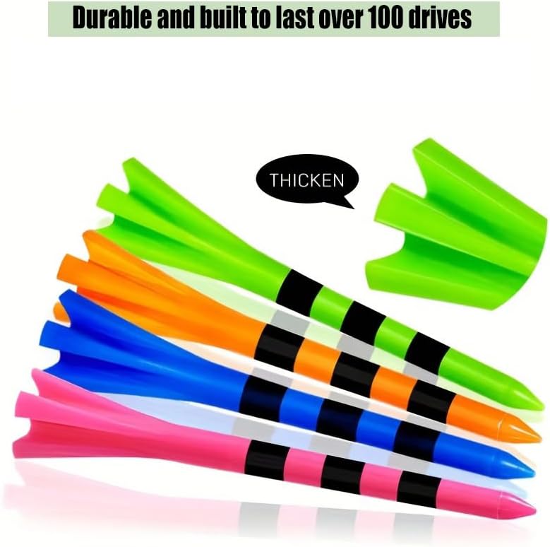 120 Pack Plastic Golf Tees,Contain 100 pcs 3-1/4 Inch Unbreakable Long Tees and 20 Short Tees,Mixed Color,Frictional Resistance Reduction - Image 7