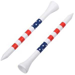 Colorful Striped Golf Tees Bamboo Golf Pegs Durable Tee Holder for Training and Practice 70mm/83mm-White