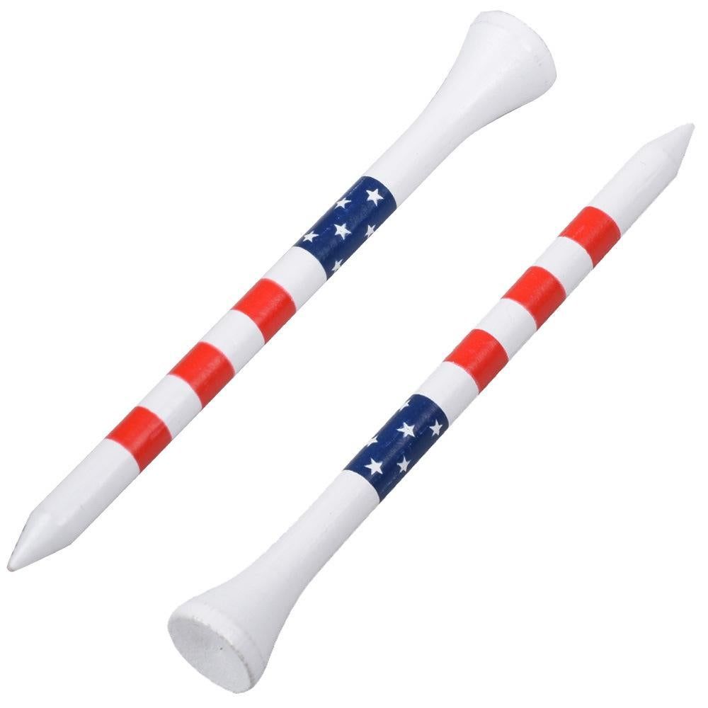 Colorful Striped Golf Tees Bamboo Golf Pegs Durable Tee Holder for Training and Practice 70mm/83mm-White