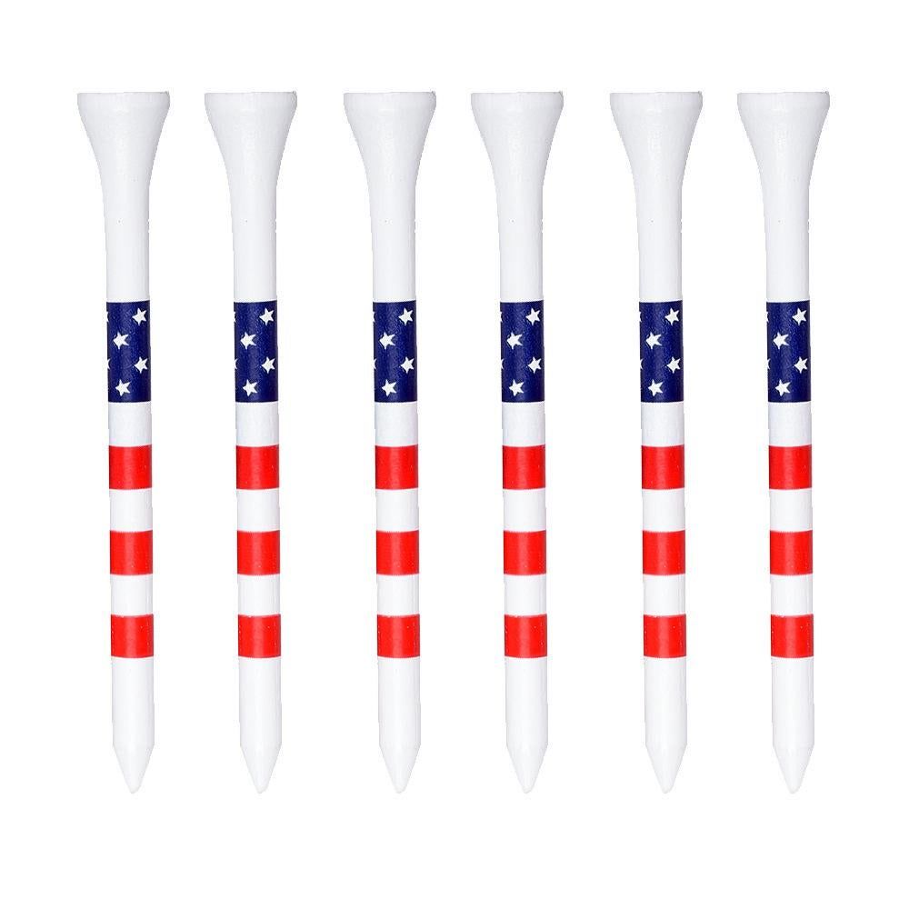 Colorful Striped Golf Tees Bamboo Golf Pegs Durable Tee Holder for Training and Practice 70mm/83mm-White - Image 2