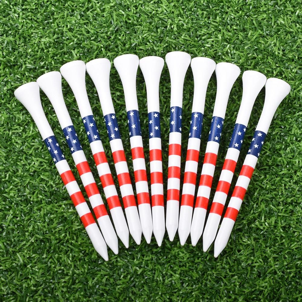 Colorful Striped Golf Tees Bamboo Golf Pegs Durable Tee Holder for Training and Practice 70mm/83mm-White - Image 3