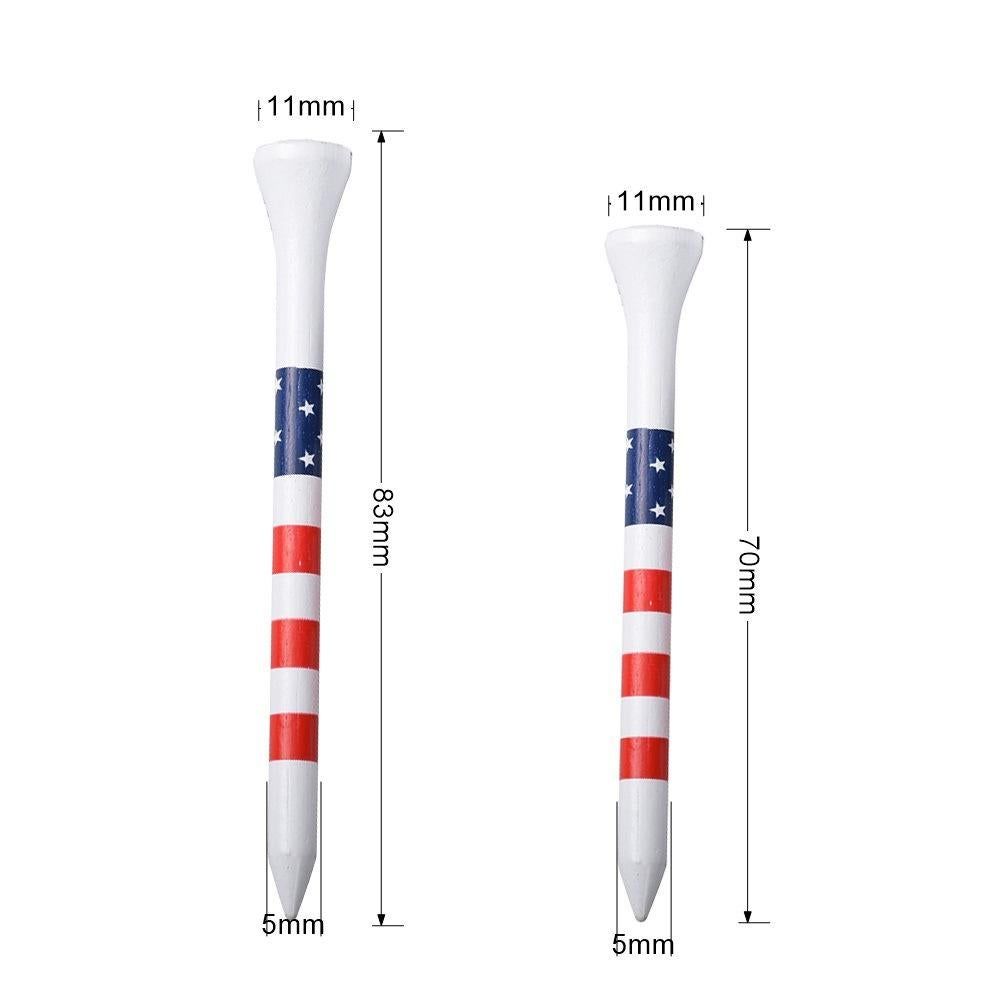 Colorful Striped Golf Tees Bamboo Golf Pegs Durable Tee Holder for Training and Practice 70mm/83mm-White - Image 4