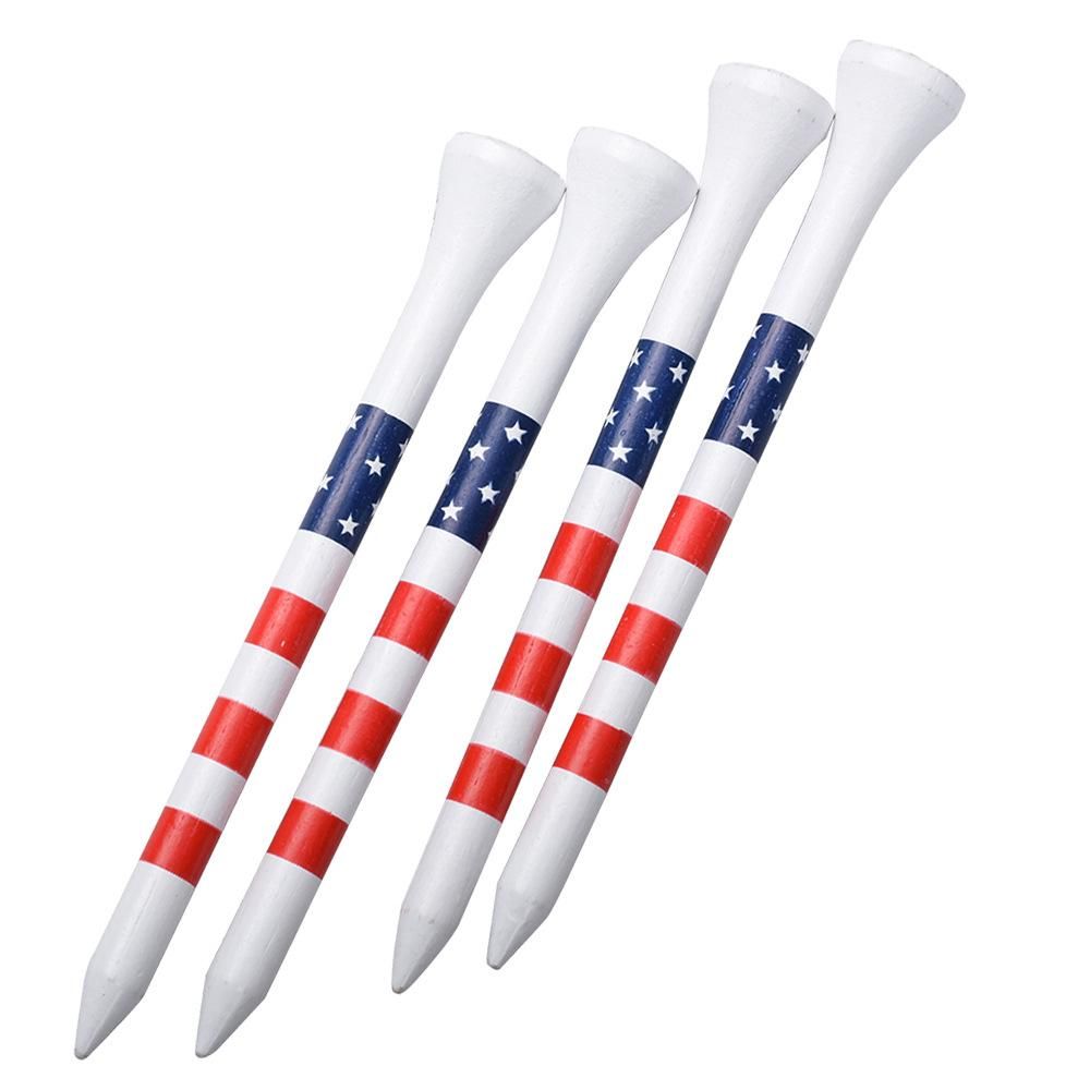 Colorful Striped Golf Tees Bamboo Golf Pegs Durable Tee Holder for Training and Practice 70mm/83mm-White - Image 5