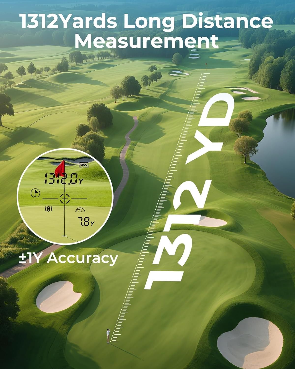 Golf Rangefinder with Slope, CIGMAN 1312 Yards Range Finder Golf, 2.4-inch External Color Touchscreen, Flag Lock Vibration, 6X Magnification, Rechargeable Range Finder, Ideal Golf Accessories - Image 4