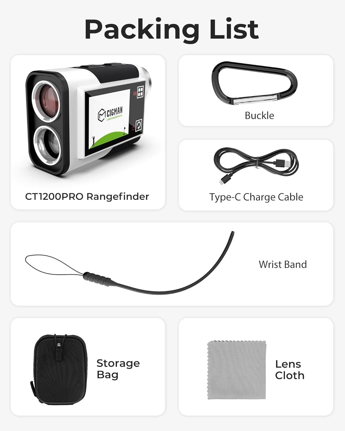 Golf Rangefinder with Slope, CIGMAN 1312 Yards Range Finder Golf, 2.4-inch External Color Touchscreen, Flag Lock Vibration, 6X Magnification, Rechargeable Range Finder, Ideal Golf Accessories - Image 9
